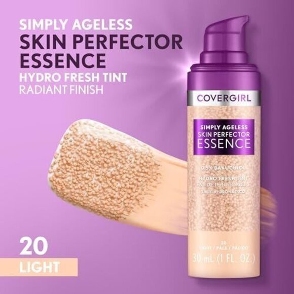 Covergirl Simply Ageless Skin Perfector Essence Foundation, 20 Light, Tinted - Picture 2 of 3